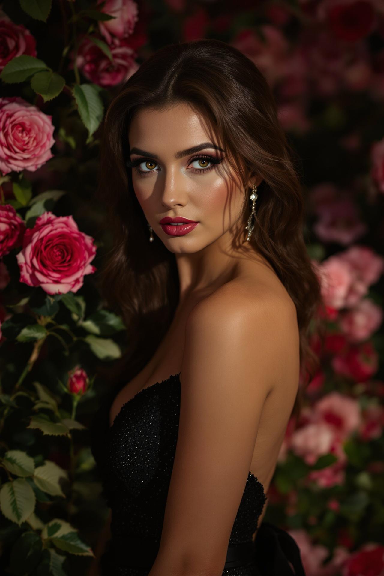 rosi写真 - 夜幕下的玫瑰园 - 性感美女唯美写真摄影作品